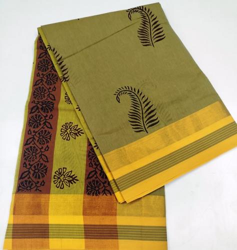 PL Salem Sarees Hand Block Printed Saree